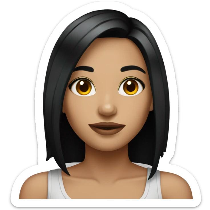 Pretty girl with Straight shoulder length black hair and tattoos .  sticker