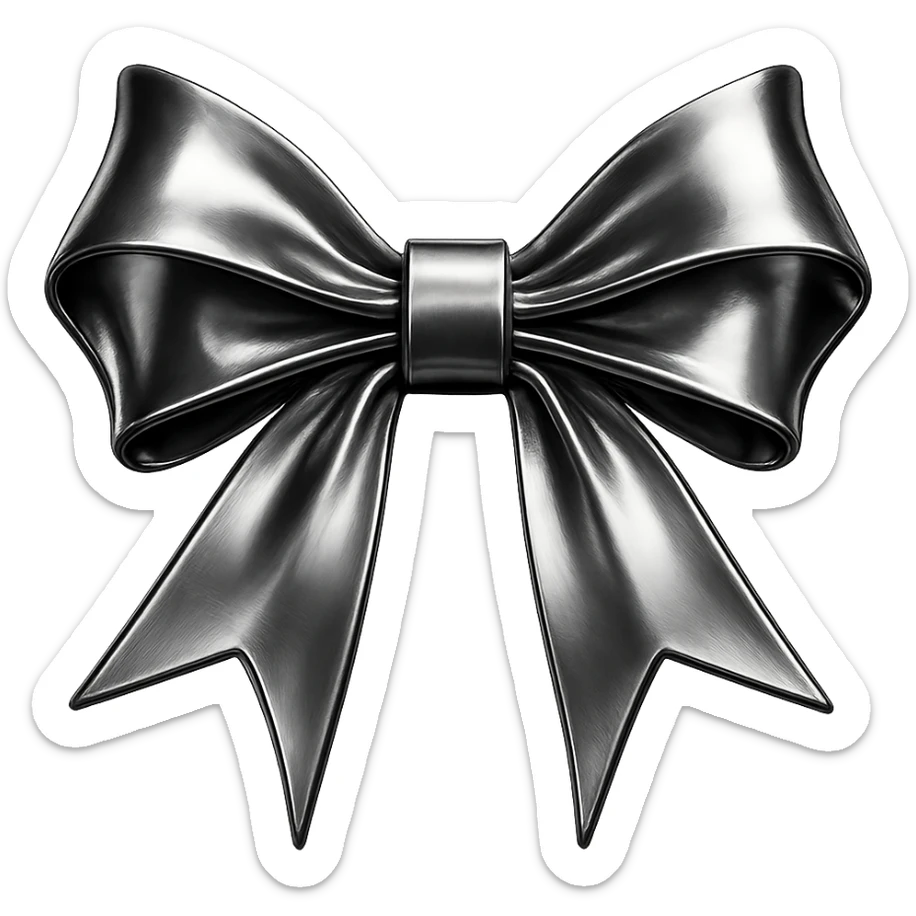 gothic bow, chrome style sticker