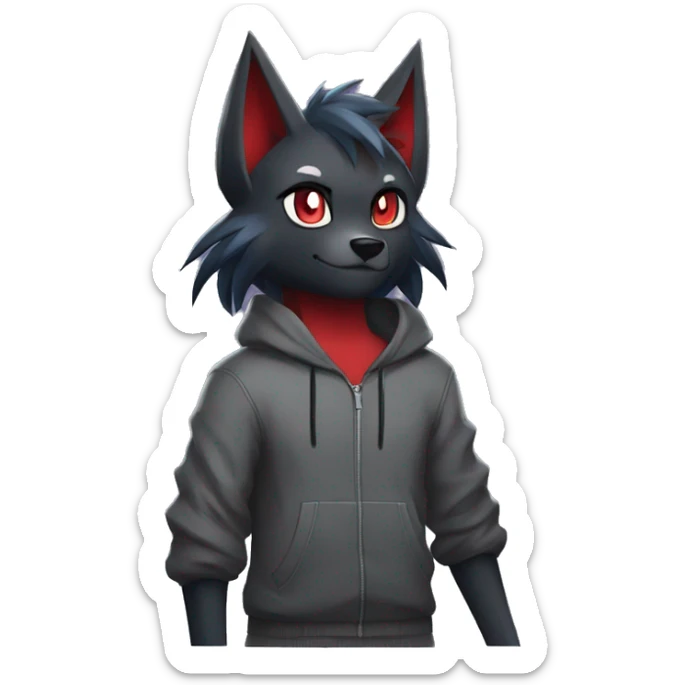Cool Edgy Zorua-Zoroark-Mightyena with a collar and hoodie full body sticker