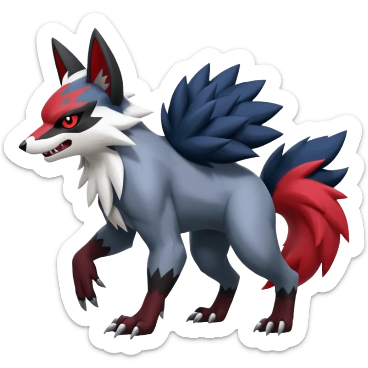 Zoroark-Zorua-Zangoose-Obstagoon-Absol-hybrid-fusion, full body sticker