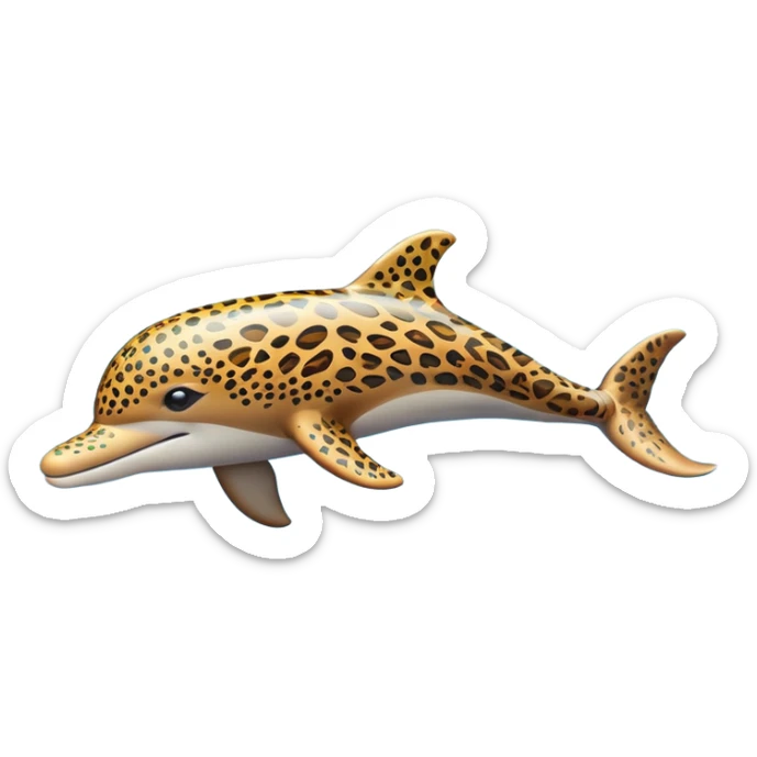 the dolphin emoji, but instead of blue skin it has leopard skin on the whole body (no blue anymore) and only one fin on the back like normal dolphins sticker