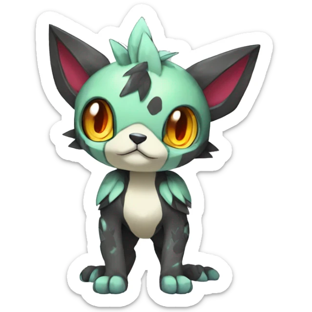 cute cool edgy Digimon-Fakemon-animal with colorful markings full body sticker
