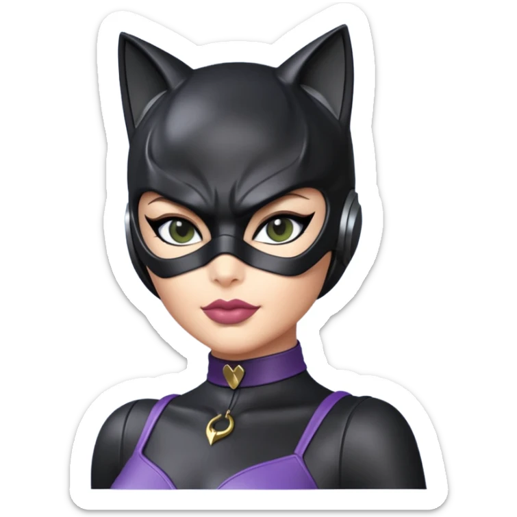Isolated, ultra detailed illustration of the most incredibly pretty and sensual appearance  DC Hero Catwoman
figurine imaginable, toy style. sticker