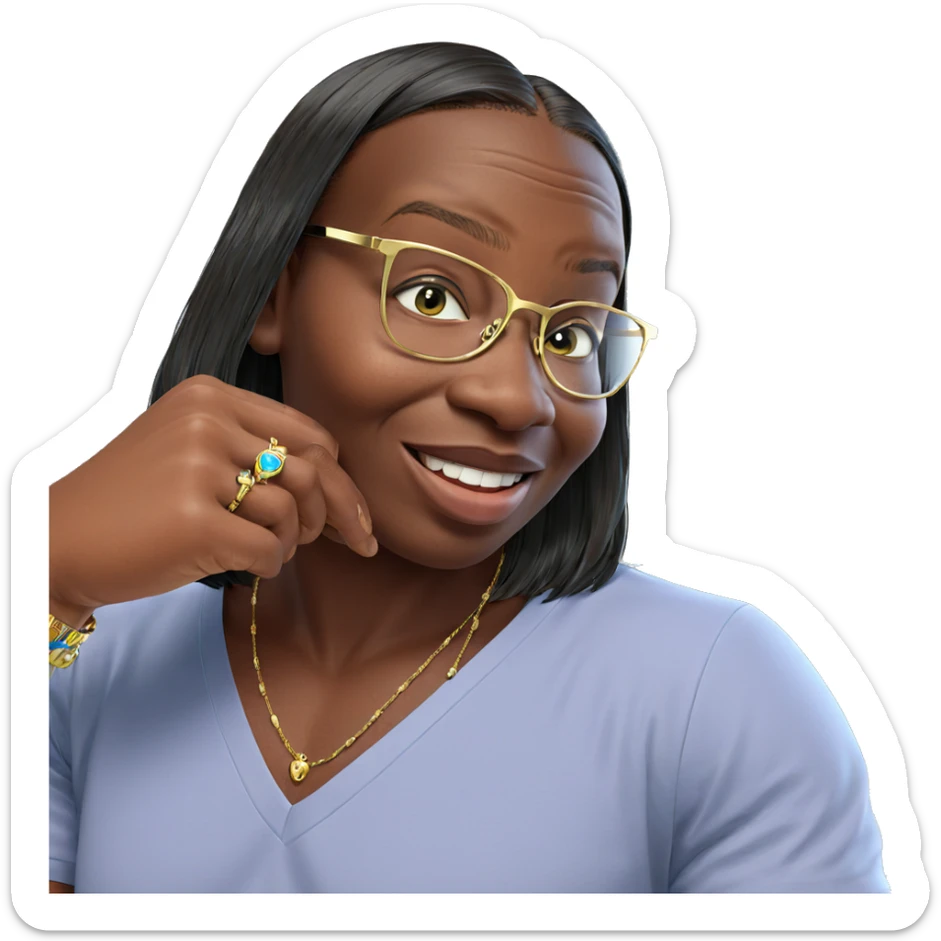 smiling boy with jewelry sticker