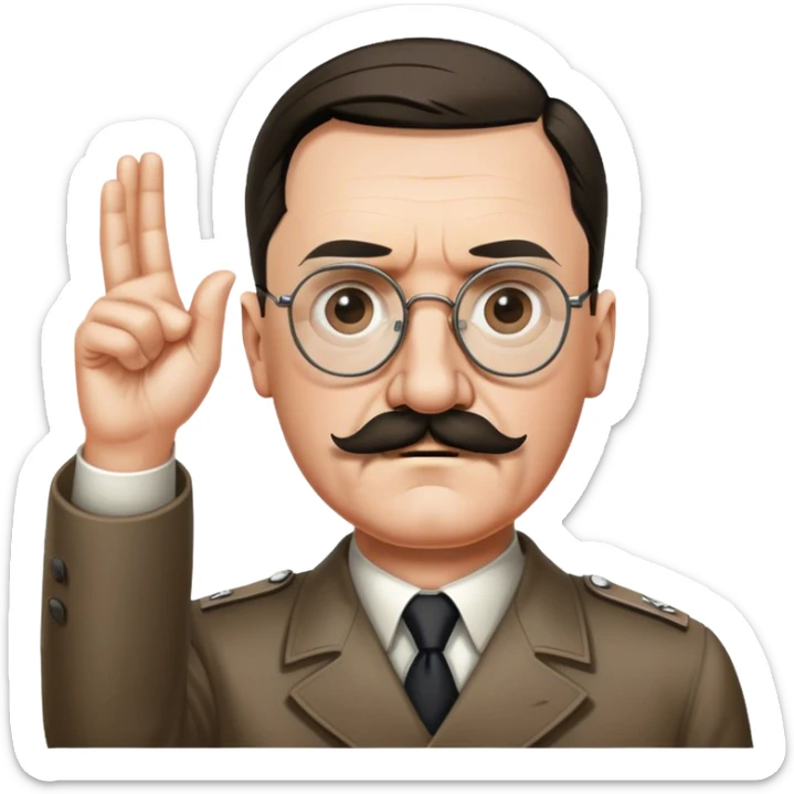 Adolf hitler  add glasses and mak the mustache only under his nose and add an arm straight out  sticker
