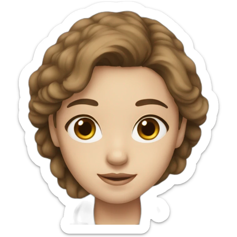 Girl white skin brown hair brown eyes doctor sticker