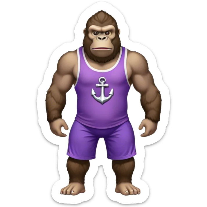 king kong wearing dockers sleeveless jersey white and purple anchor sticker