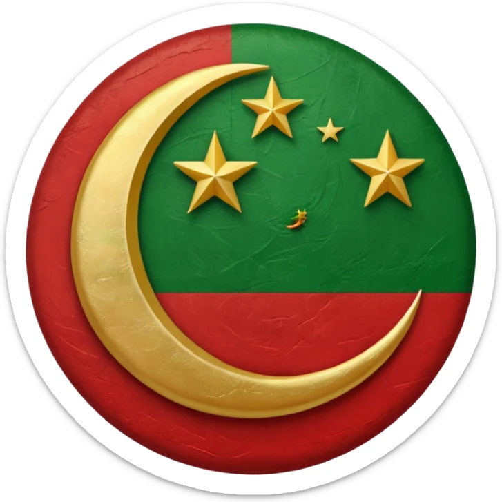 A flag emoji red white green in center islamic golden moon suronded by star circulary sticker