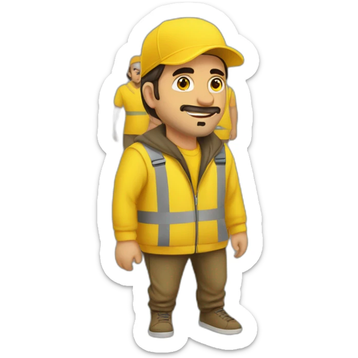 Armenian men in yellow clothing in public trasnport sticker