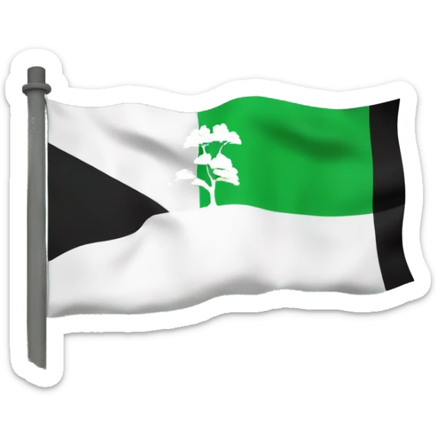 drapeau separé en deux blanc en haut et vert en bah avec un arbre noir au milieu sticker