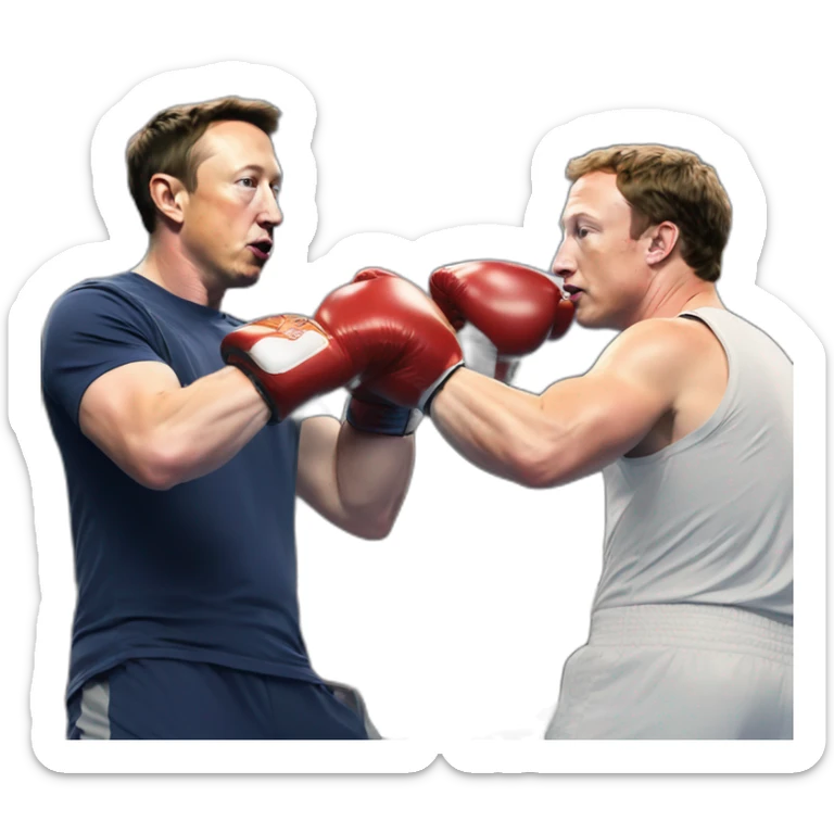 elon musk & mark zuckerberg boxing - elon musk knocked out sticker