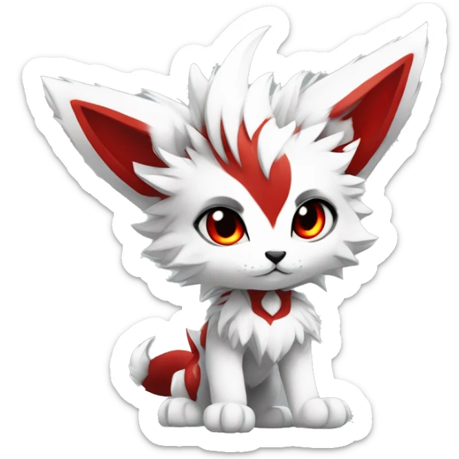 Anthro-Edgy-Cool-White-Red-Contrast-Colors-Fantasy-Fur-Sona-Chibi-Shiny-Fakémon-Hybrid full body sticker