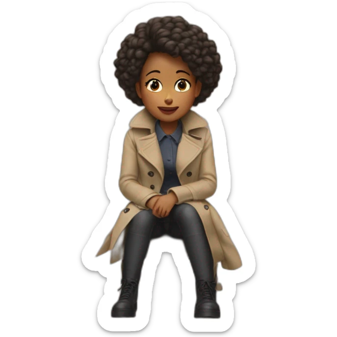 One girl sit on thé shoulders of anoteher girl and wearing one trench coat pretending to bé one person sticker