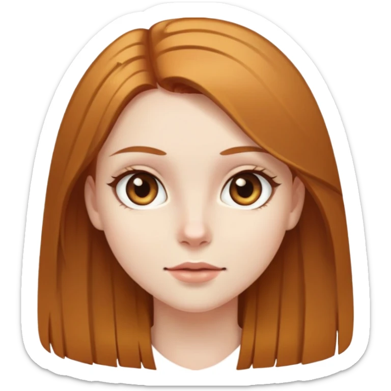 A girl with straight brown gold hair and brown eyes and pale skin sticker