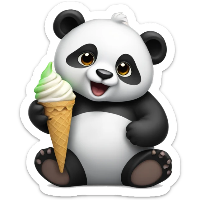 Panda eating ice cream sticker