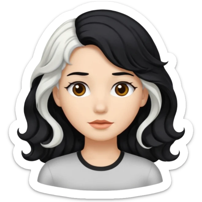 Black hair on top of white hair sticker