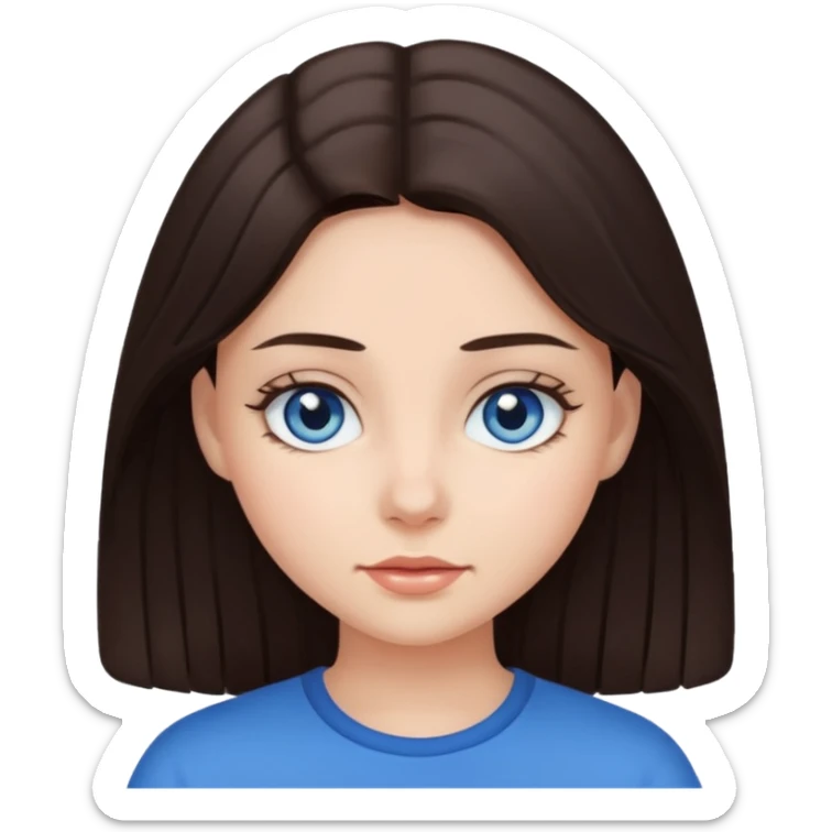 Girl with dark brown hair and blue eyes sticker