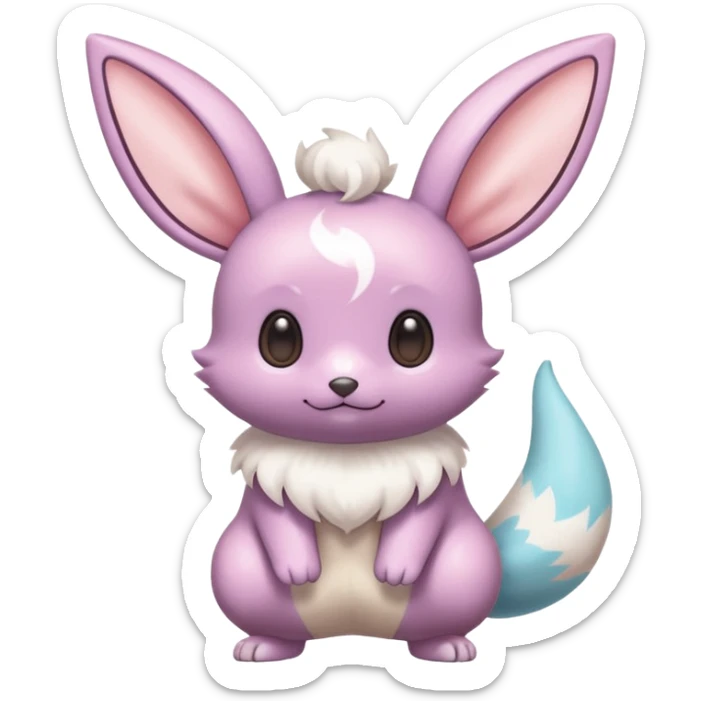 Kawaii Shiny Colorful Pastel Minccino-Cinccino-Eevee-fusion Full Body sticker