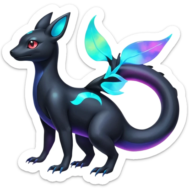 Colorful Neon Exotic Salandit-Aurorus-Umbreon-Fakémon-hybrid-creature (full body)  sticker