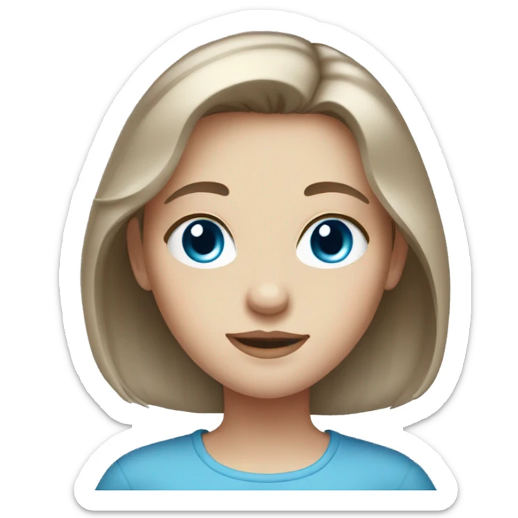 pale girl with BROWN medium length hair and blue eyes sticker