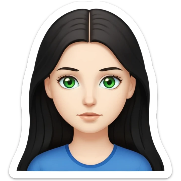 long black hair white girl with green eyes and medium brown hair white girl with blue eyes sticker