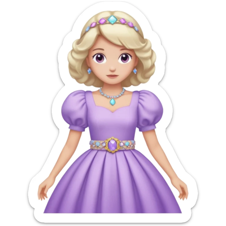 A pastel purple dress with puffed sleeves and gemstone belt.




























 sticker