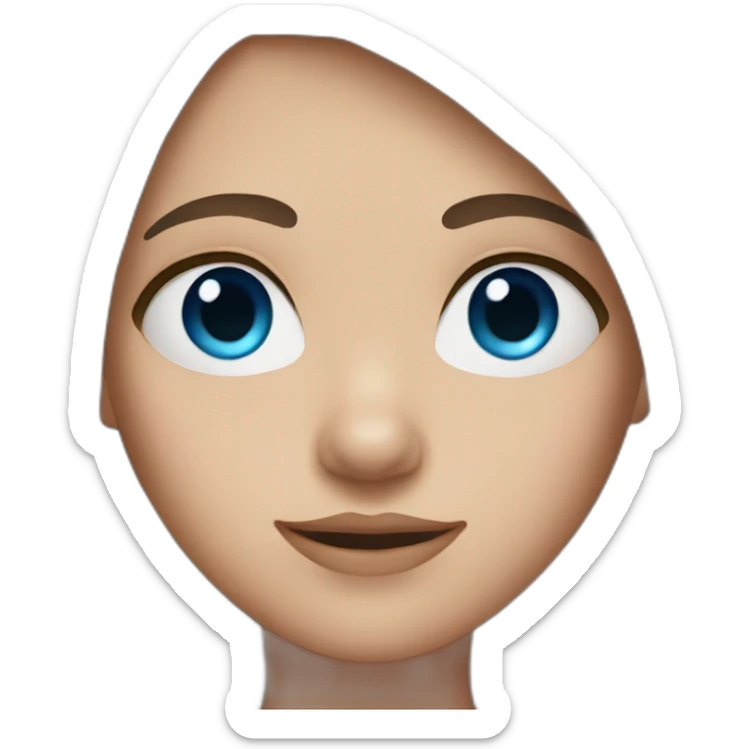 girl with straight brown hair, light skin and blue eyes sticker