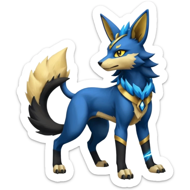 Lucario-Anubis-Umbreon-Zeraora-Jolteon-Fakémon-hybrid-creature (full body)  sticker