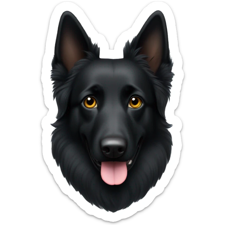 black groenendael belgian shepherd with a small white spot in the middle of the head sticker