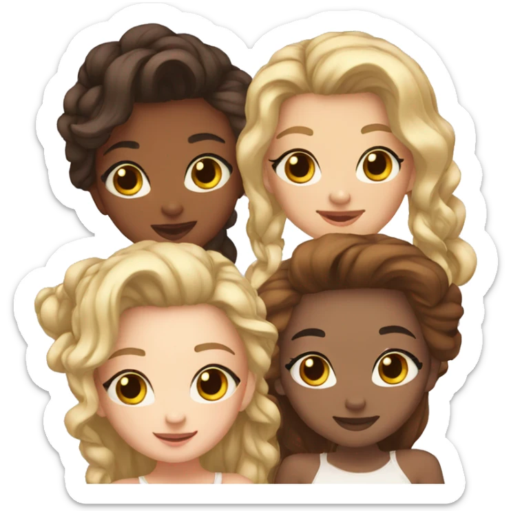cute girl group of 3 girls and 3 girls sticker