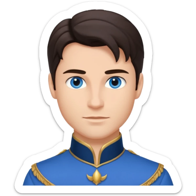 Prince Fiyero from Wicked with blue eyes, dark brown hair, blue outfit sticker