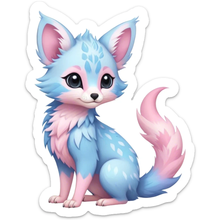 Feral Rare Fantasy cute pastel Vernid-Trico-species by LiLaiRa, random markings, tufted tail, tufted ears, full body sticker
