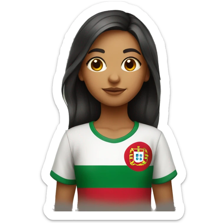 Portuguese girl with portuguese flag shirt  sticker
