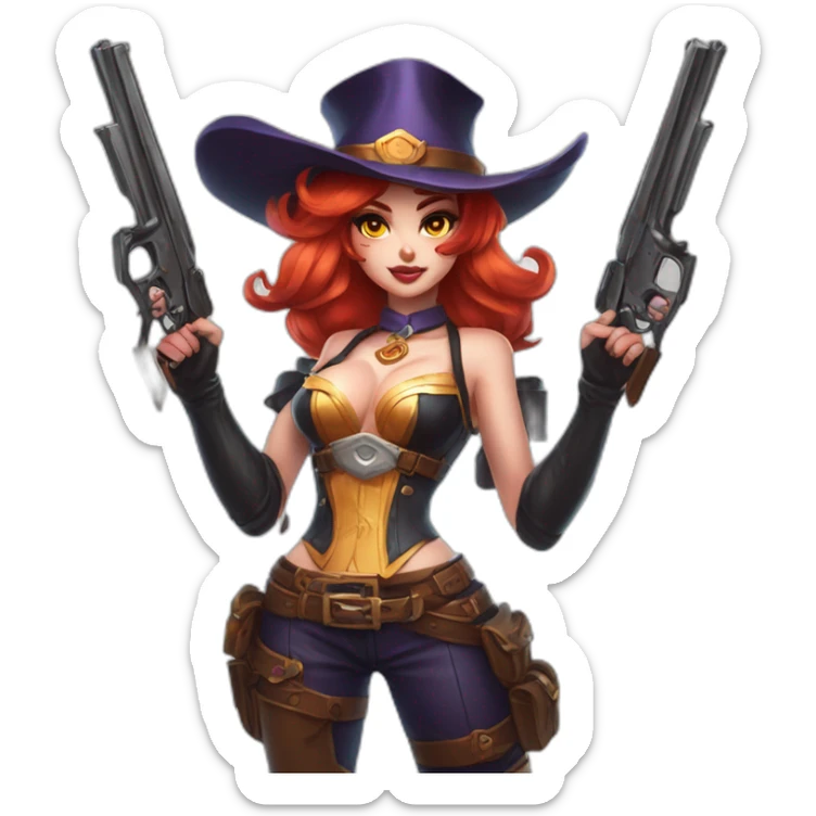 miss fortune with her guns league of legends full body sticker