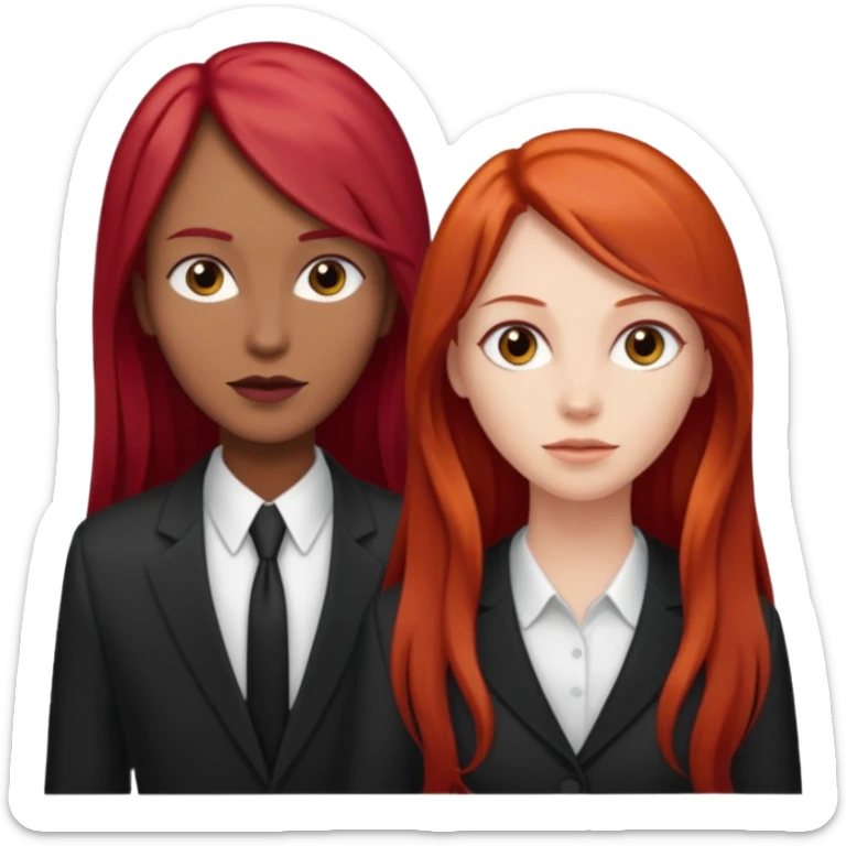 Mujer flaca con cabello largo color rojo color de piel blanca, hombre de color medio moreno con cabello color negro, flaco sticker