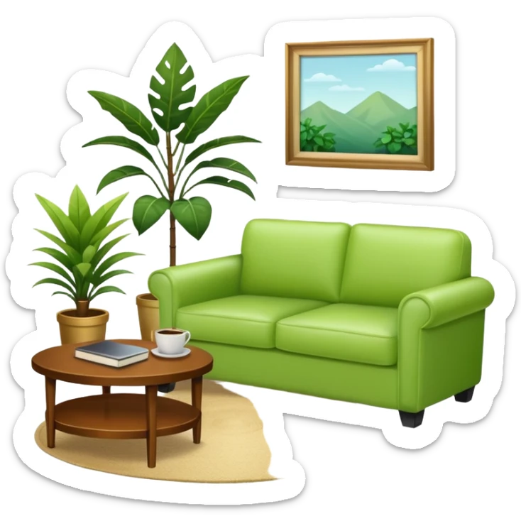 living room in ios emoji style

no TV, and make the couch a light green color sticker