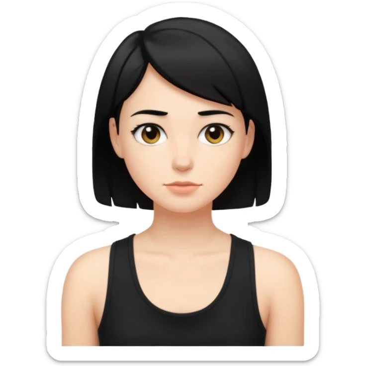 a white woman with short tomboy black hair wearing men's black tank top sticker