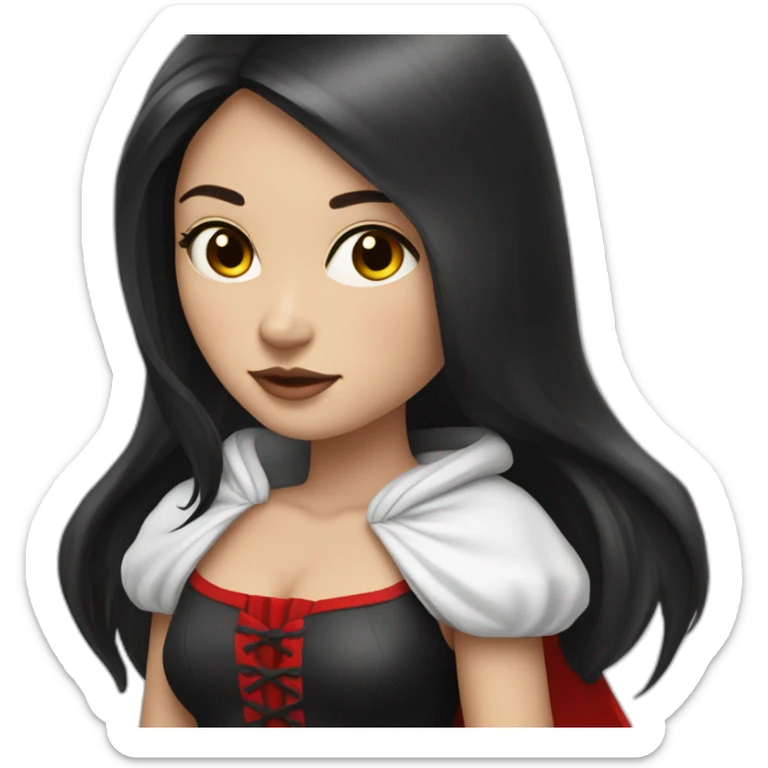 white-girl-long-straight-black-hair-with-white-streak-hair-and-red-ridding-hood sticker