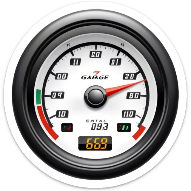 An icon showing a racing game interface, inspired by Grand Turismo. The design features a garage with a selection of high-performance cars, along with race track visuals in the background. Speedometer, lap timer, and other HUD elements add to the excitement. Transparent background sticker