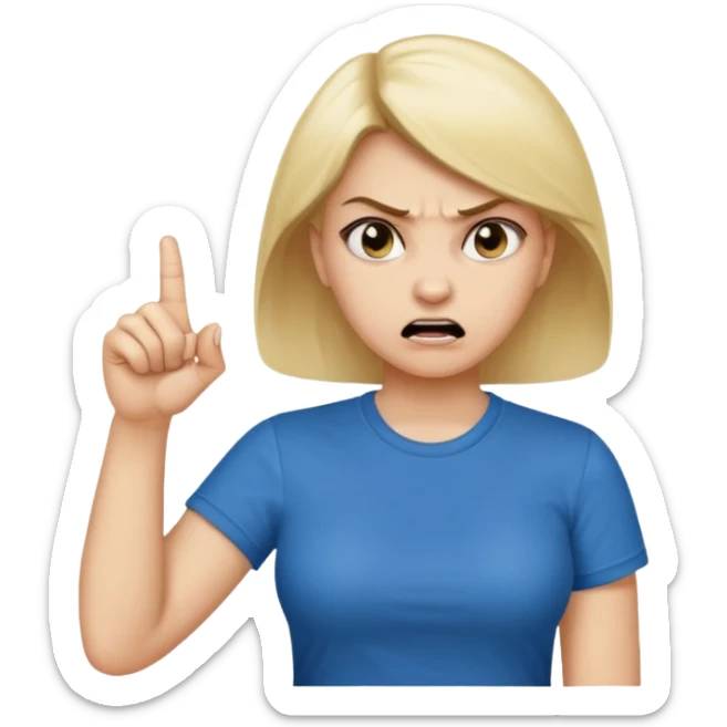 An angry lady with her finger up and the letters “Don’t PMO” in a speech bubble  sticker