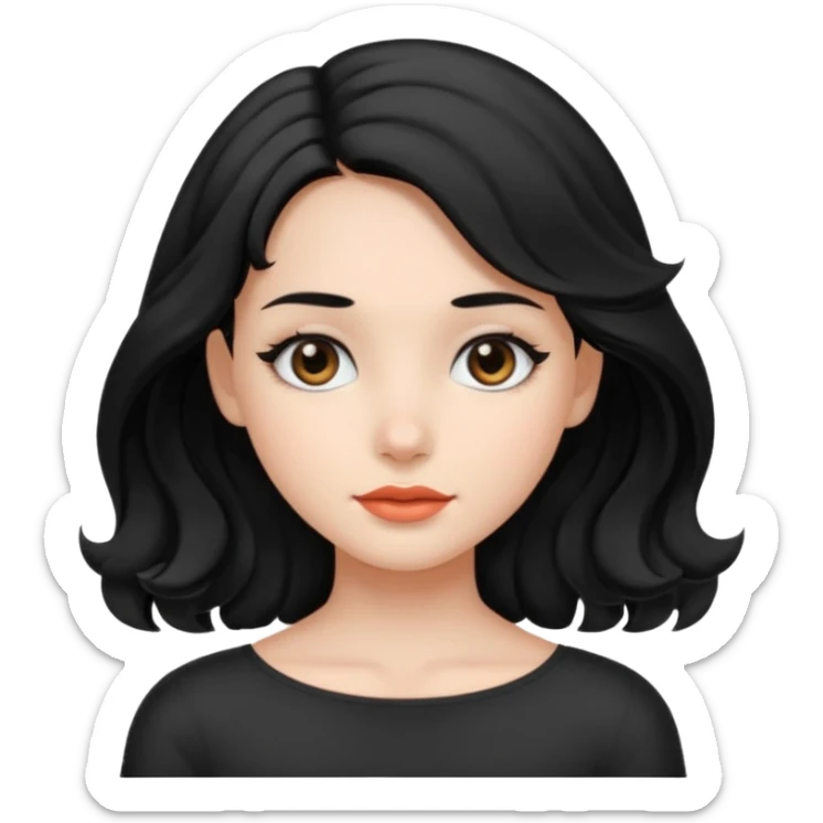chica con pelo  negro liso y hasta los hombros  ondulada y ojos negros sticker