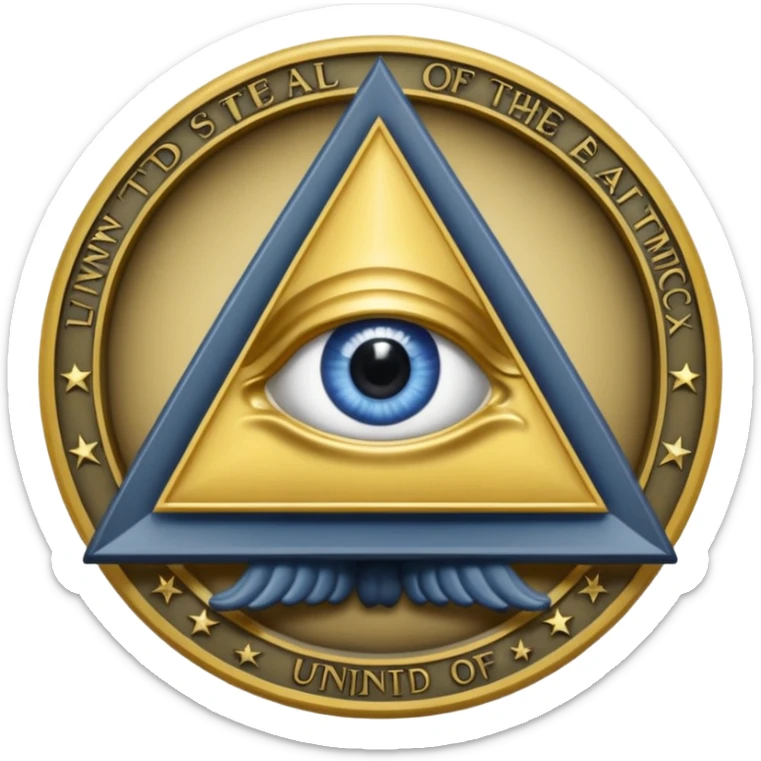 Great seal of the United States of America, the eye into triangle, illuminati symbol sticker