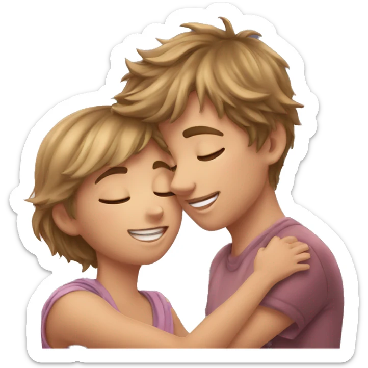 Boy giving a friendly kiss to a girl's cheek sticker