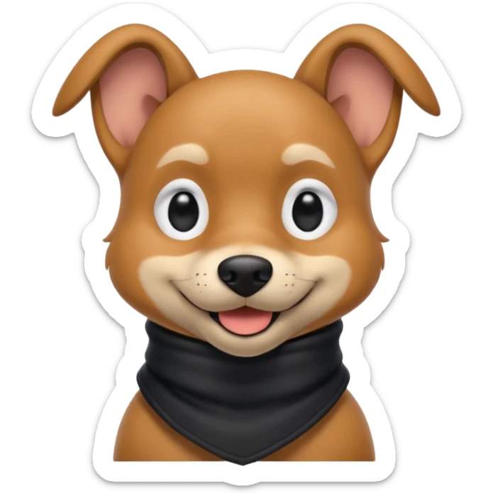 thief dog portrait, head and shoulders only, playful sneaky look, burglar scarf collar, mischievous smile, 3D cartoon, mobile game icon style, clean background, no text, no watermark
 sticker