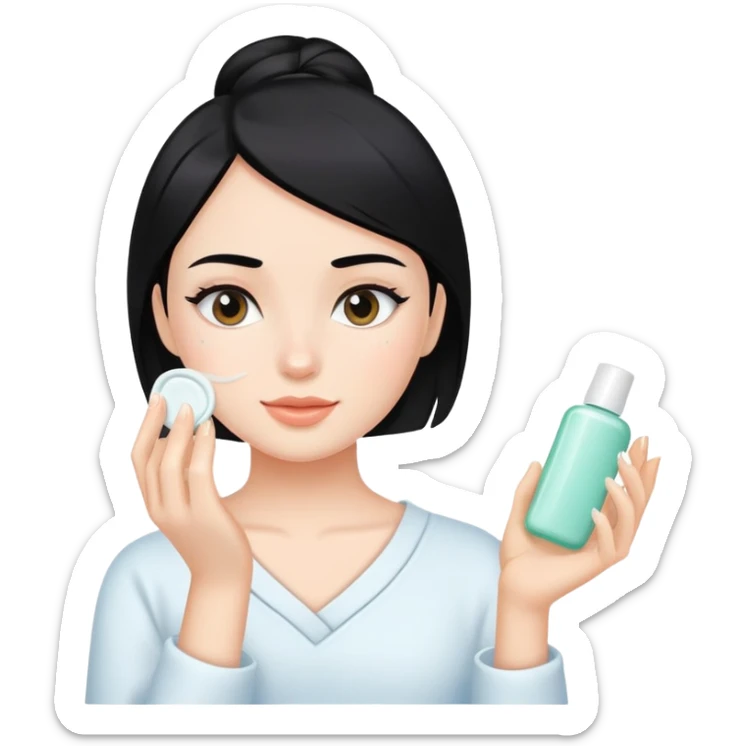 Black hair girl white skin skincare sticker