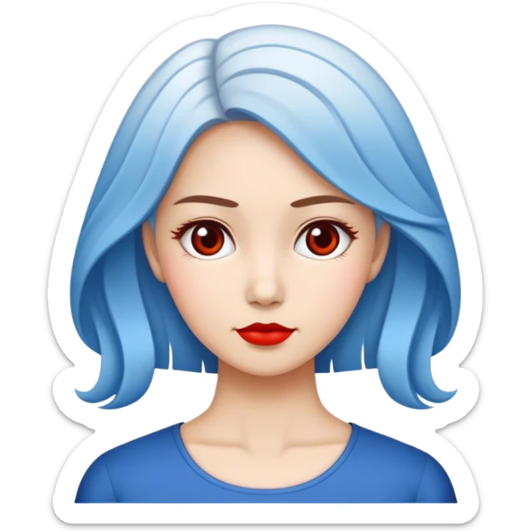 buat wanita berambut panjang pirang, warna mata biru, dan mengenakan baju merah muda terang dengan pita di kepalanya  sticker