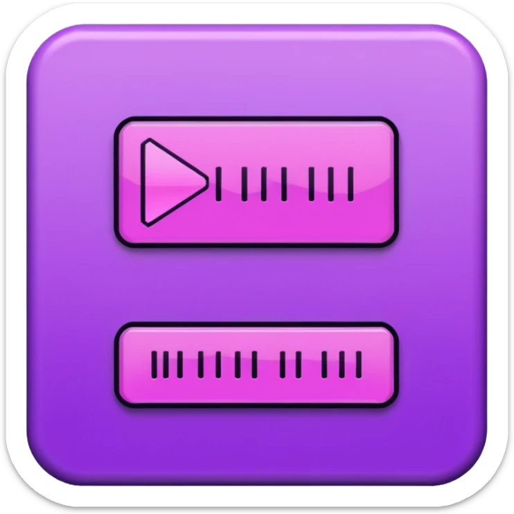 Necesito botones para un reproductor de música, los botones tienen que mezclar un estilo pixel art con vaporwave y usar como coló principal un morado, tienen que ser de: sticker