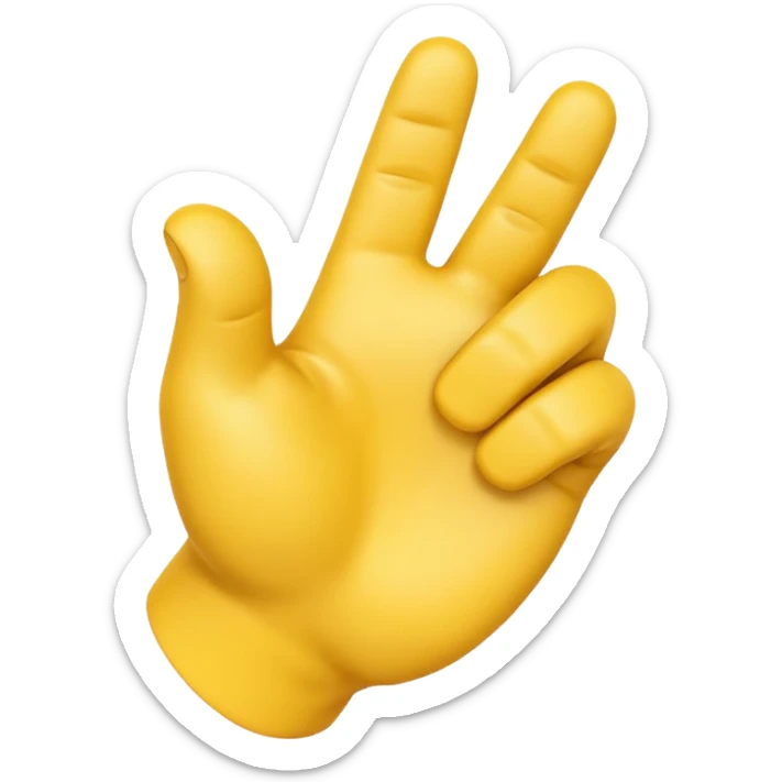 A 3D Apple-style yellow hand emoji, closed fist with thumb pointing backward over the shoulder direction, smooth rounded shape, shiny surface, clean minimal background. sticker