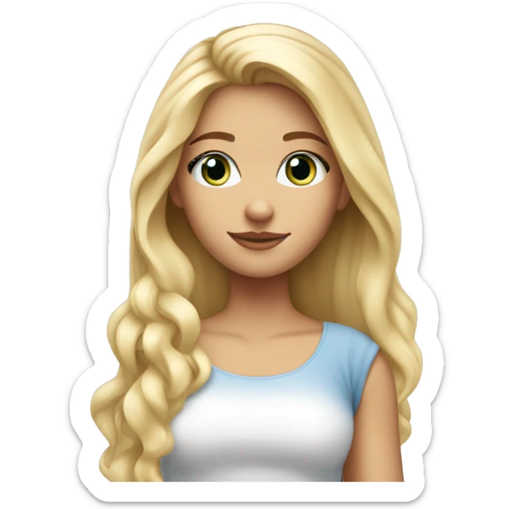 Pretty blue eyed girl with tanned skin long blonde hair cute top sticker
