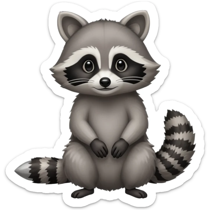 Create a single emoji of a Raccoon in full body, shown at a slight side angle in a natural, characteristic pose. Cute and stylized like an emoji, but clearly recognizable
 sticker
